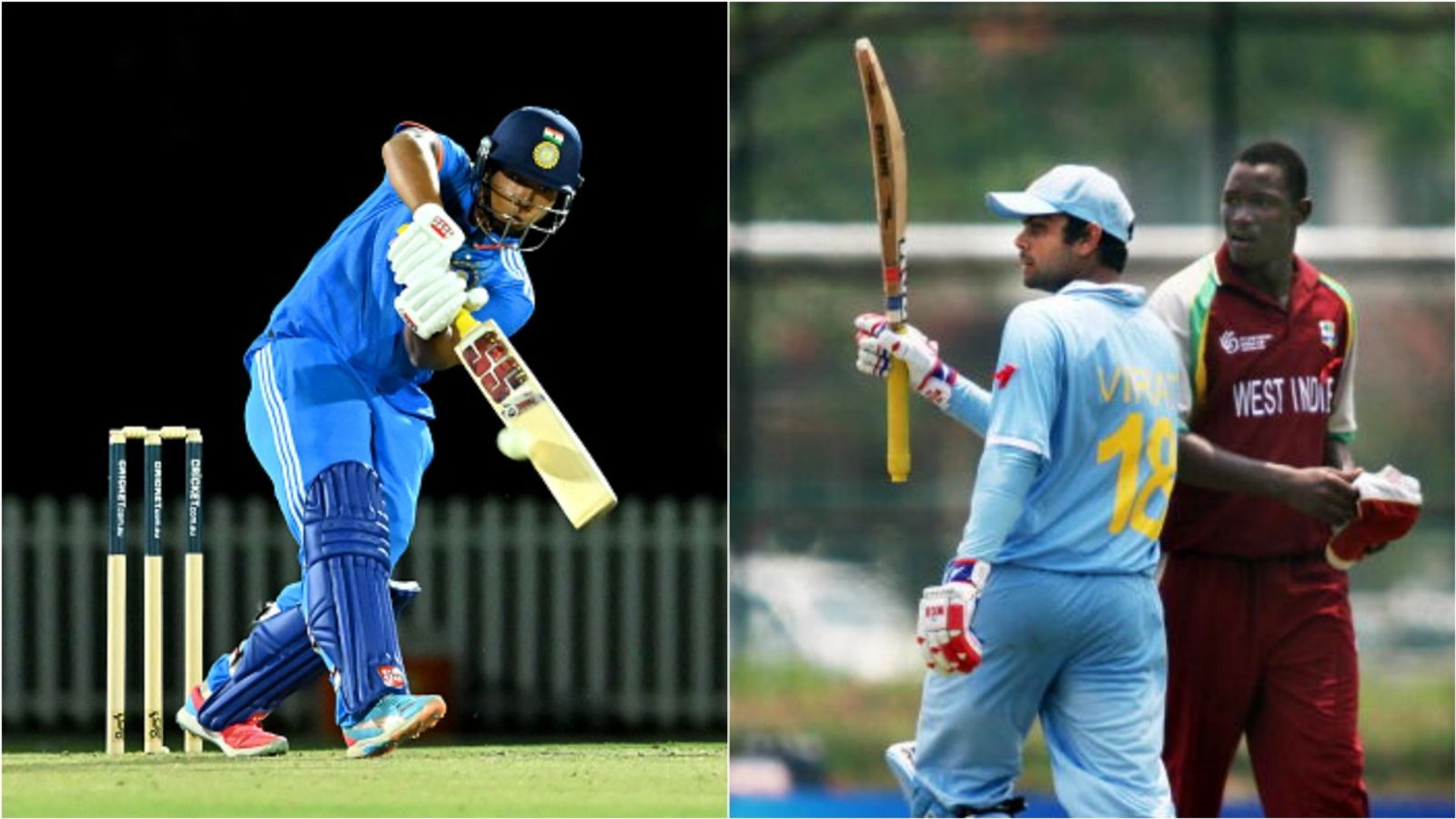 Vaibhav Sooryavanshi needs 6 runs in Under-19 World Cup 2026 clash vs USA to surpass Virat Kohli on this list India's Under-19 batter Vaibhav Sooryavanshi plays a shot; A young Virat Kohli celebrates his fifty.