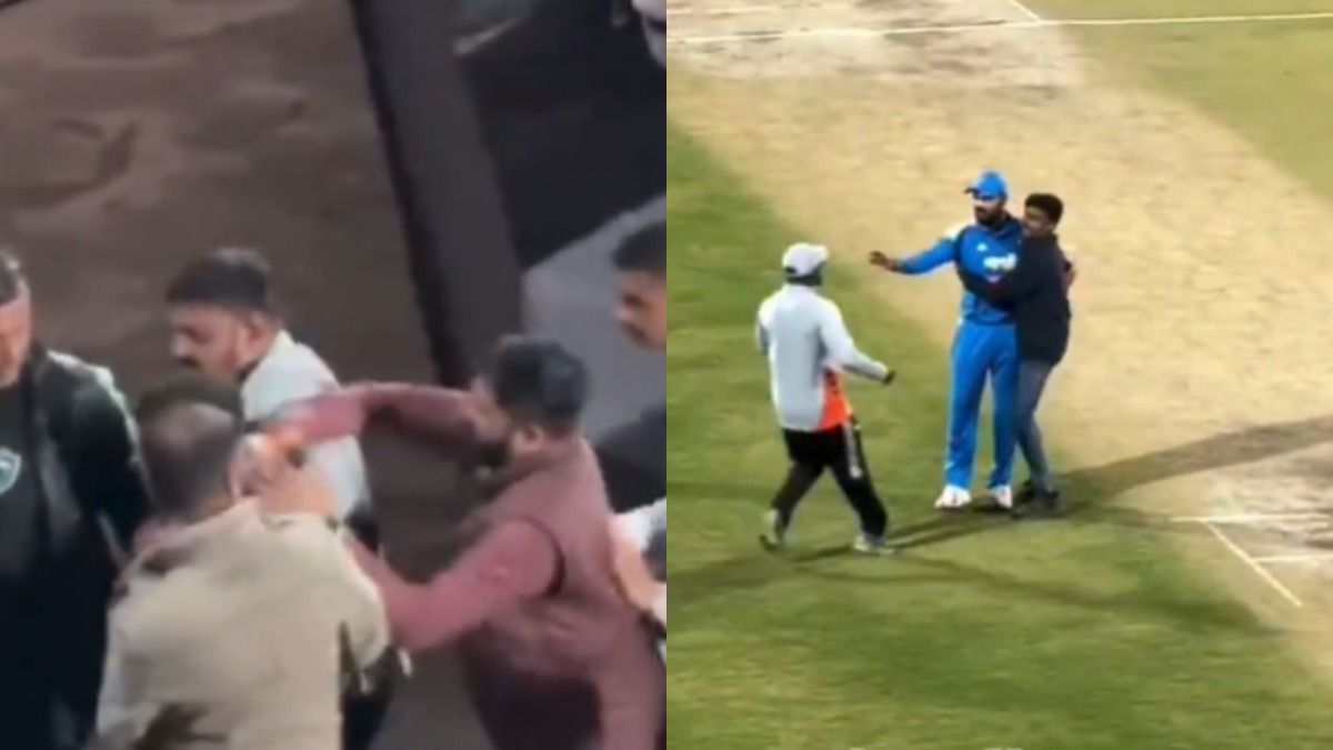 Match official ignores Virat Kohli's request, slaps fan who breached security during IND vs NZ 2nd ODI. (Screengrab)