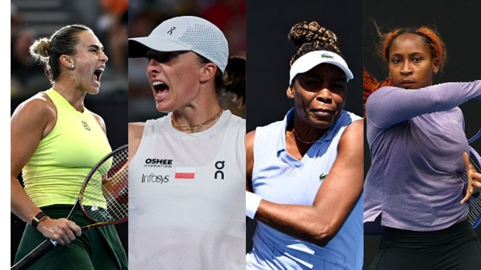 Coco Gauff to face Venus Williams? A look at women’s singles Australian Open draw Aryna Sabalenka, Iga Swiatek, Venus Williams, Coco Gauff in the frame (Images via Getty)