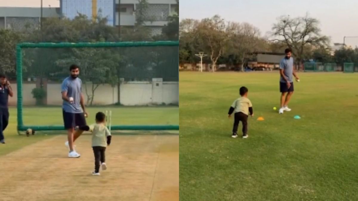 Watch: Jasprit Bumrah gears up for NZ T20Is with 2-year-old son Angad by his side. (Screenshot/X)