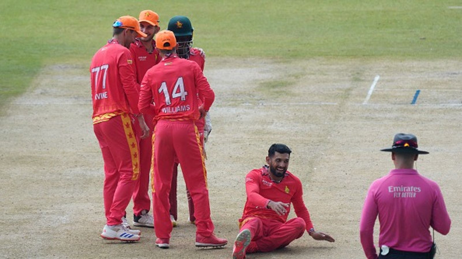 West Indies Bowling legend joins Zimbabwe support staff ahead of T20 World Cup 2026 Zimbabwe's Sikandar Raza (C) celebrates after taking a wicket (getty)