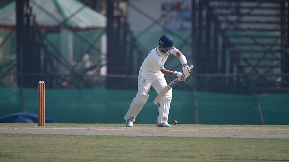  Ajinkya Rahane of Mumbai during Ranji Trophy match aganist Jammu and Kashmir at Sher-I-Kashmir Stadium on October 15, 2025 in Srinagar, India.