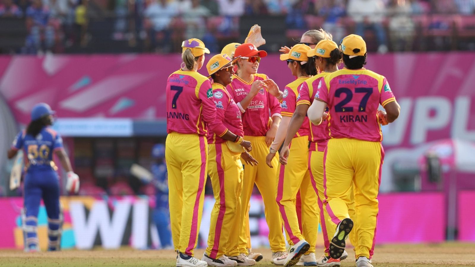 WPL 2026: UP Warriorz stifle Mumbai Indians by 22 runs despite Amelia Kerr's all-round heroics UP Warriorz players celebrate with each other during WPL 2026 clash against Mumbai Indians. (X)