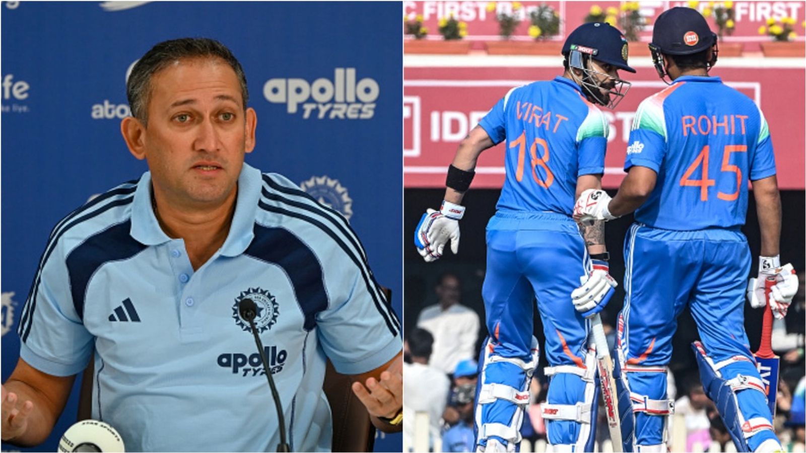 Agarkar-led committee suggests removal of A+ category in central contracts, Rohit-Kohli to get demotion if BCCI approves Chief selector Ajit Agarkar speaks at a press conference; India's senior pros Virat Kohli and Rohit Sharma during 1st ODI against New Zealand.