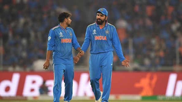 Former India captain Rohit Sharma chatting with Kuldeep Yadav (Getty)