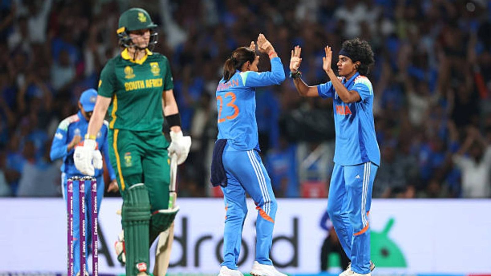 India to tour South Africa for T20I series in April, here is all you need to know Sree Charani of India (R) is congratulated by team mate Harmanpreet Kaur (L) after taking the wicket of Anneke Bosch of South Africa (not pictured) during the ICC Women's Cricket World Cup India 2025 Final (via Getty)