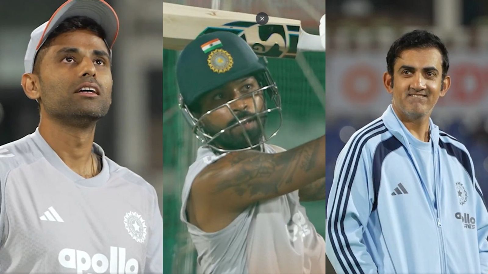 Watch: Gautam Gambhir teases Hardik Pandya, ‘Kaha aim kar rahe ho?’, star all-rounder responds with… Suryakumar Yadav along with Hardik Pandya and Gautam Gambhir (Getty)