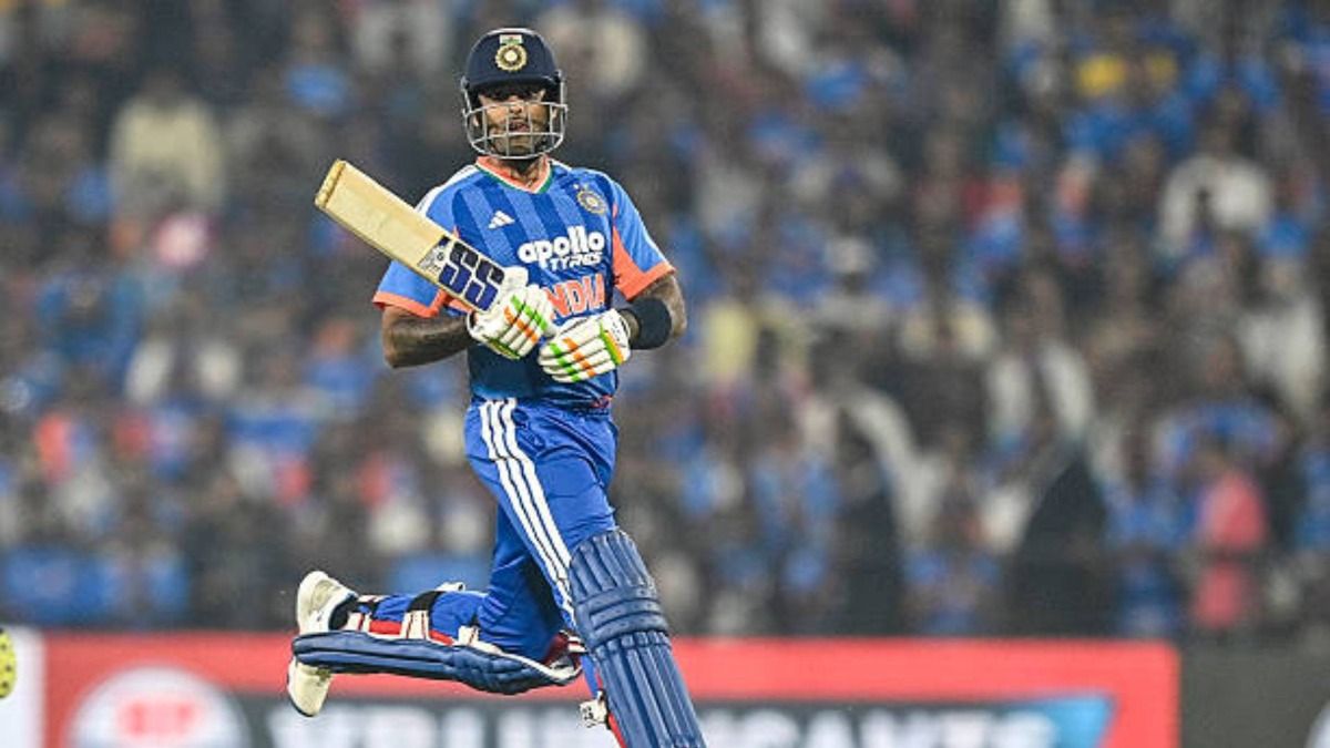 India's captain Suryakumar Yadav runs between the wickets during the first Twenty20 international cricket match between India and New Zealand at the Vidarbha Cricket Association Stadium in Nagpur (via Getty)