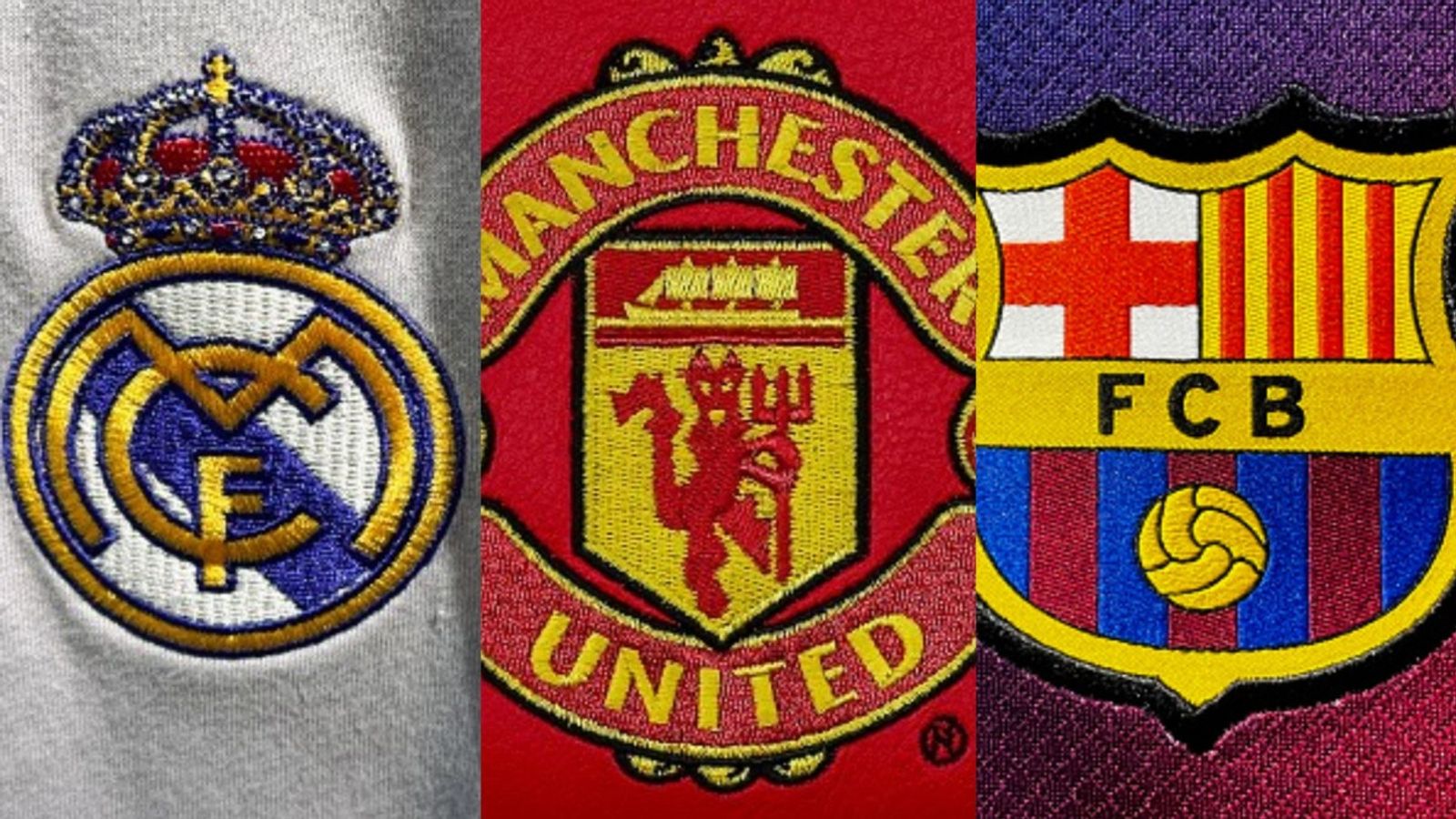 Top Football clubs by revenue: Real Madrid & Barcelona lead, Man United hits lowest rank Real Madrid, Manchester United, FC Barcelona logo