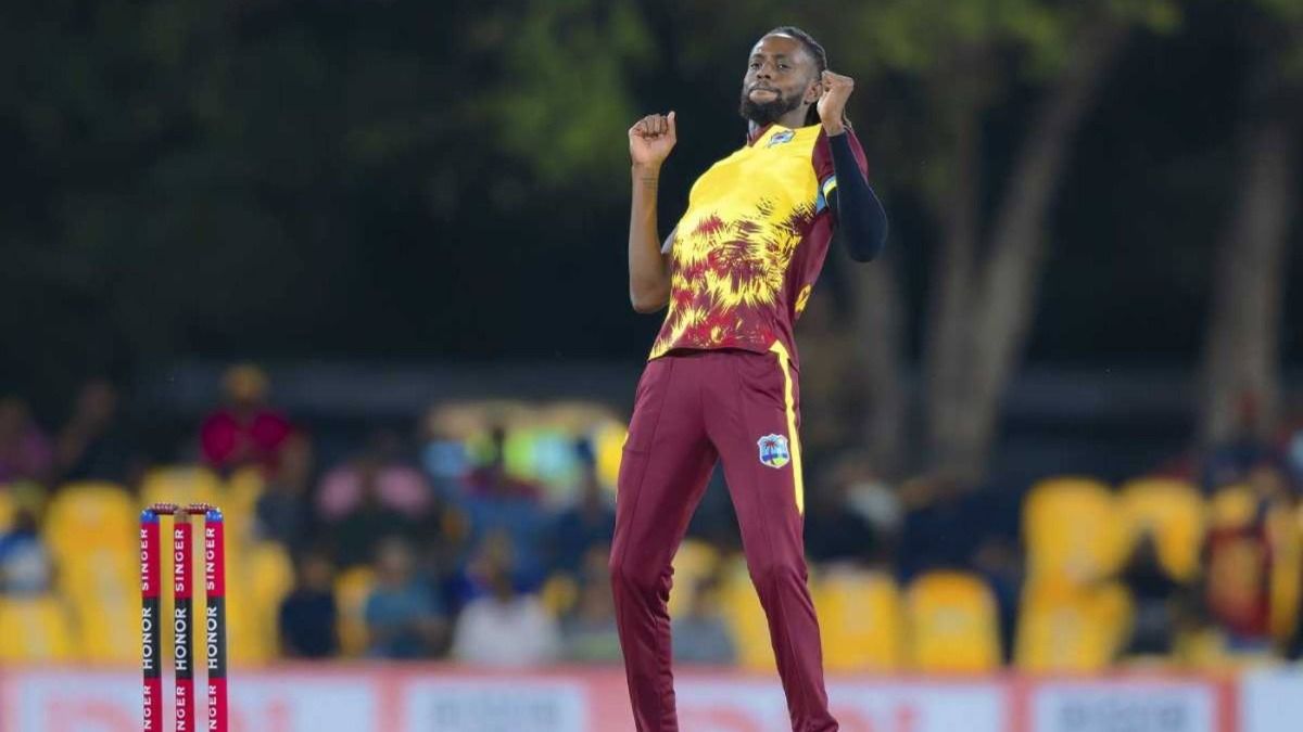 West Indies pacer Shamar Springer celebrates after picking up a wicket against Afghanistan in 3rd T20I (via X) West Indies pacer Shamar Springer celebrates after picking up a wicket against Afghanistan in 3rd T20I (via X)