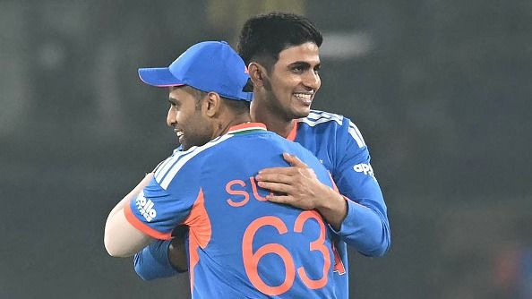 India's captain Suryakumar Yadav (L) and Shubman Gill in this frame. (Getty)