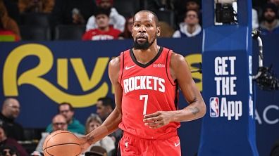 Kevin Durant #7 of the Houston Rockets dribbles the ball during the game against the Detroit Pistons on January 23, 2026 at Little Caesars Arena in Detroit, Michigan.