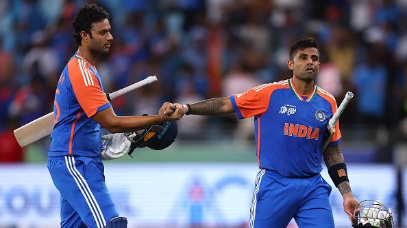 India's star batters Shivam Dube (L) and Suryakumar Yadav in frame. (Getty)