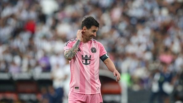 Lionel Messi of Inter Miami gestures during a friendly match between Alianza Lima and Inter Miami at Estadio Alejandro Villanueva on January 24, 2026 in Lima, Peru.