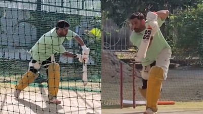 WATCH: MS Dhoni sharpens defence, works on back-foot play ahead of IPL 2026 MS Dhoni in nets ahead of IPL 2026 (CSK Screengrab)