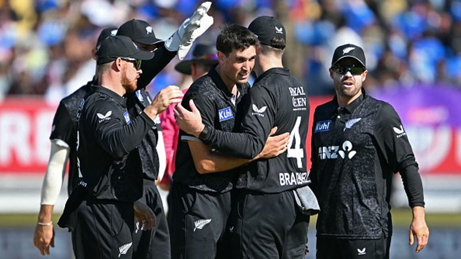 New Zealand release two players from T20I squad after series loss to India New Zealand's Kristian Clarke (C) celebrates with teammates after taking the wicket (Getty)