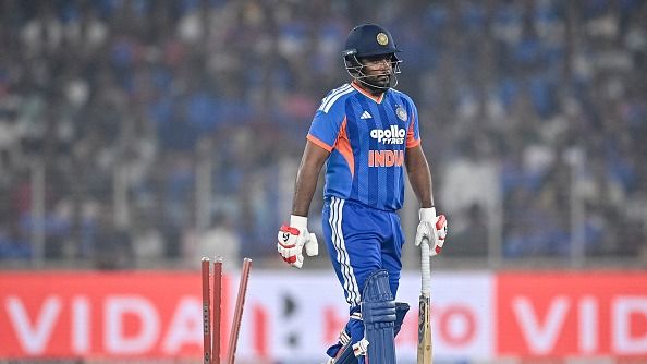 India's Sanju Samson walks back to the pavilion after his dismissal (Getty)