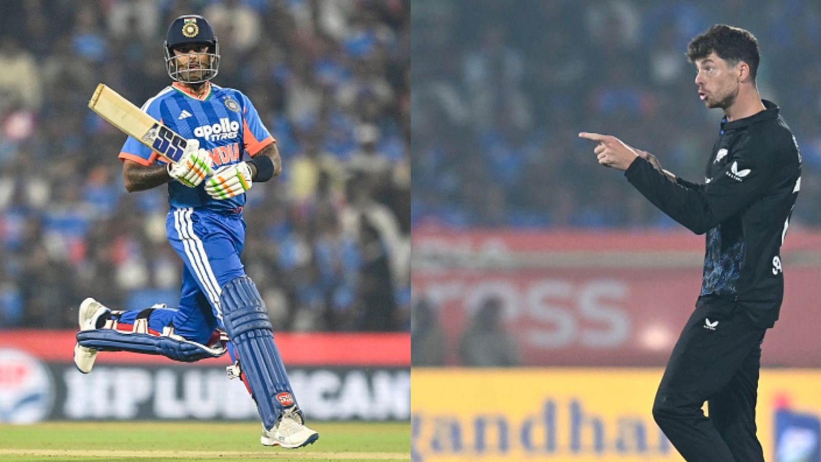 IND vs NZ: India make 3 changes in playing XI for 5th T20I vs New Zealand, suspense over Samson ends India captain Suryakumar Yadav (L) and New Zealand skipper Mitchell Santner in frame. (Getty)