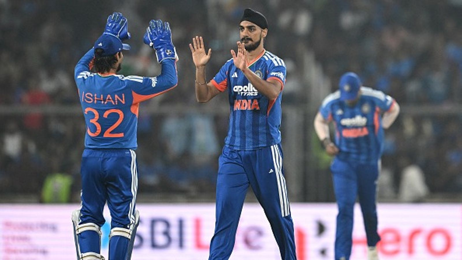 IND vs NZ: Ishan-Arshdeep's superlative show helps India sign off T20I series with 46-run win over Kiwis India's Arshdeep Singh (C) celebrates with Ishan Kishan in this frame. (Getty)