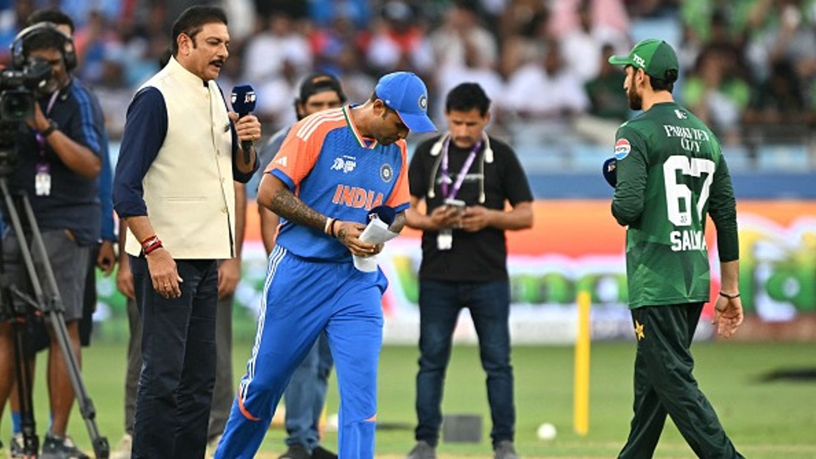 After Pakistan's boycott, what next for IND vs PAK T20 World Cup clash? ICC rulebook explained India's captain Suryakumar Yadav (C) and Pakistan skipper Salman Agha (R) in this frame. (Getty)