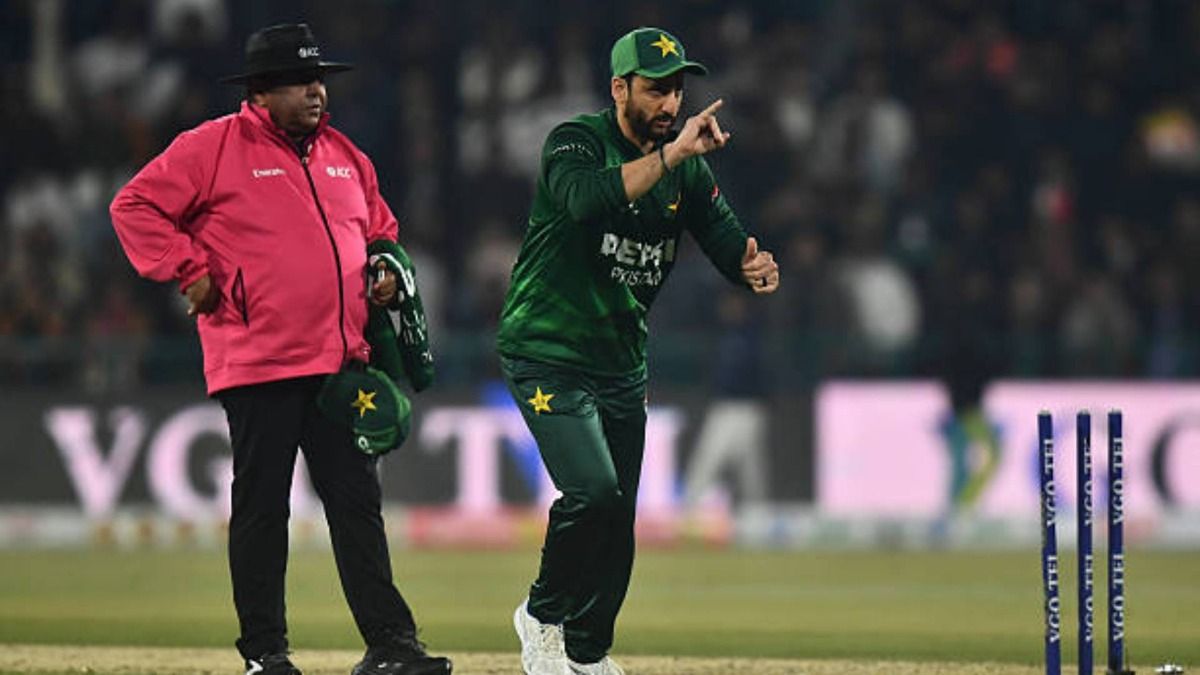 Salman Ali Agha of Pakistan during the T20 International match between Pakistan and Australia at Gaddafi Stadium on January 29, 2026 in Lahore (via Getty)