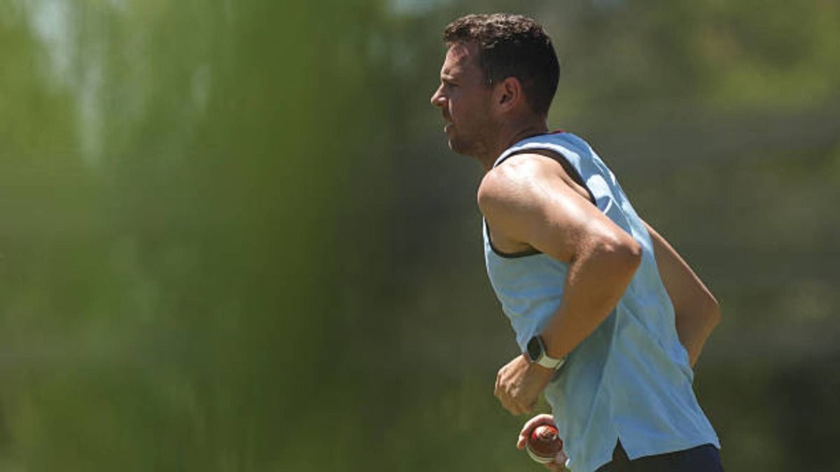 Josh Hazlewood bowls during a practice session at Cricket Central (via Getty)