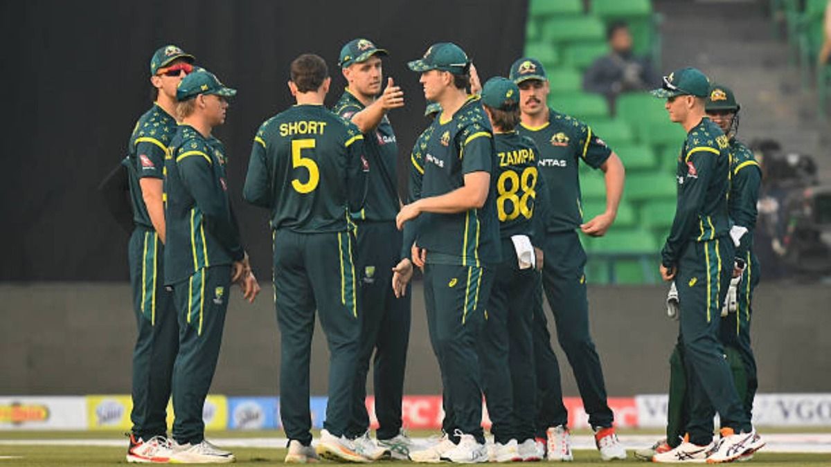 Players of Australia celebrates wicket of Fakhar Zaman during the T20 International match between Pakistan and Australia at Gaddafi Stadium (via Getty) Players of Australia celebrates wicket of Fakhar Zaman during the T20 International match between Pakistan and Australia at Gaddafi Stadium (via Getty)