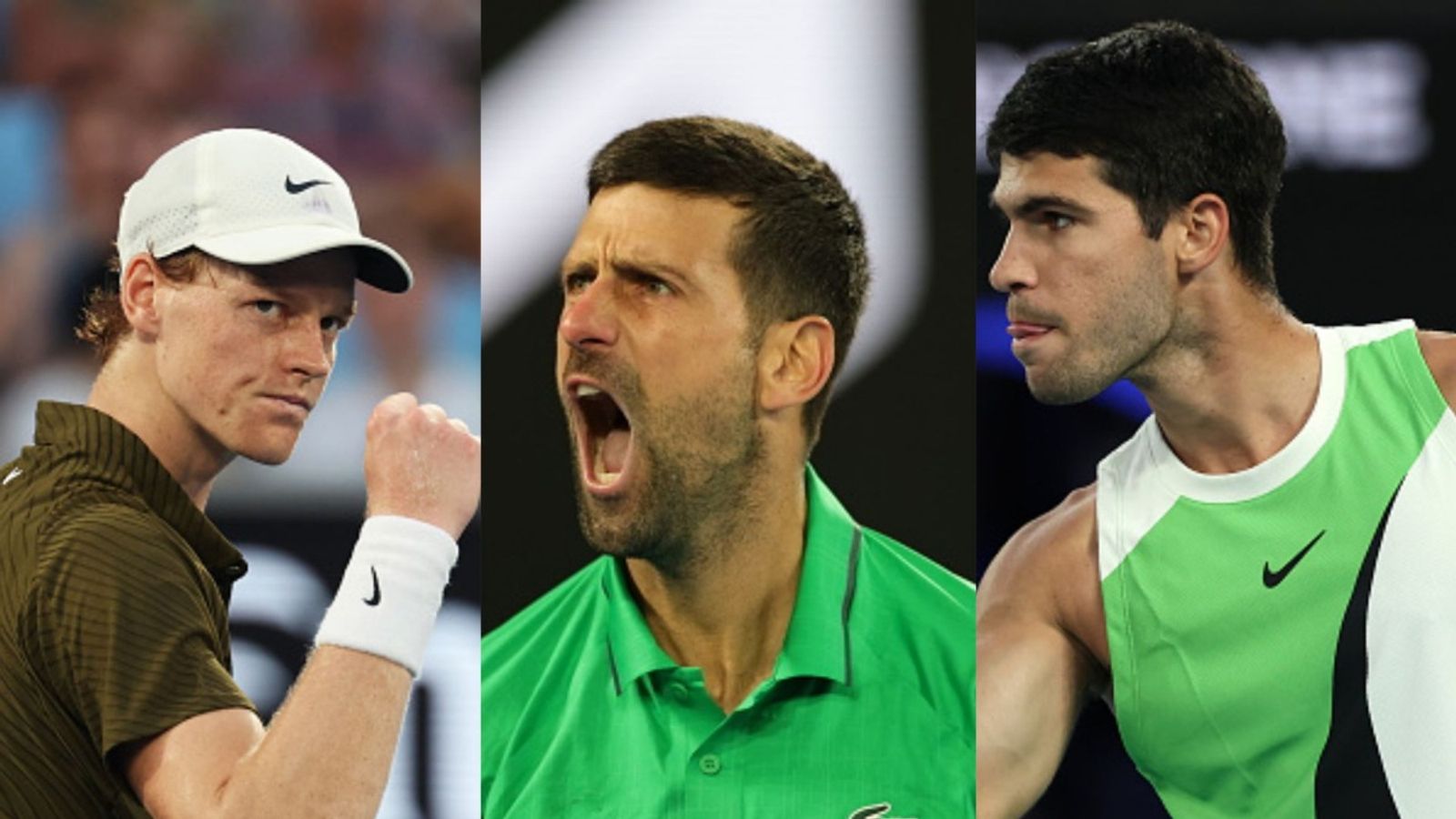 Latest ATP Rankings after Australian Open as Novak Djokovic returns to Top 3 Jannik Sinner, Novak Djokovic, Carlos Alcaraz in the frame (Images via Getty)
