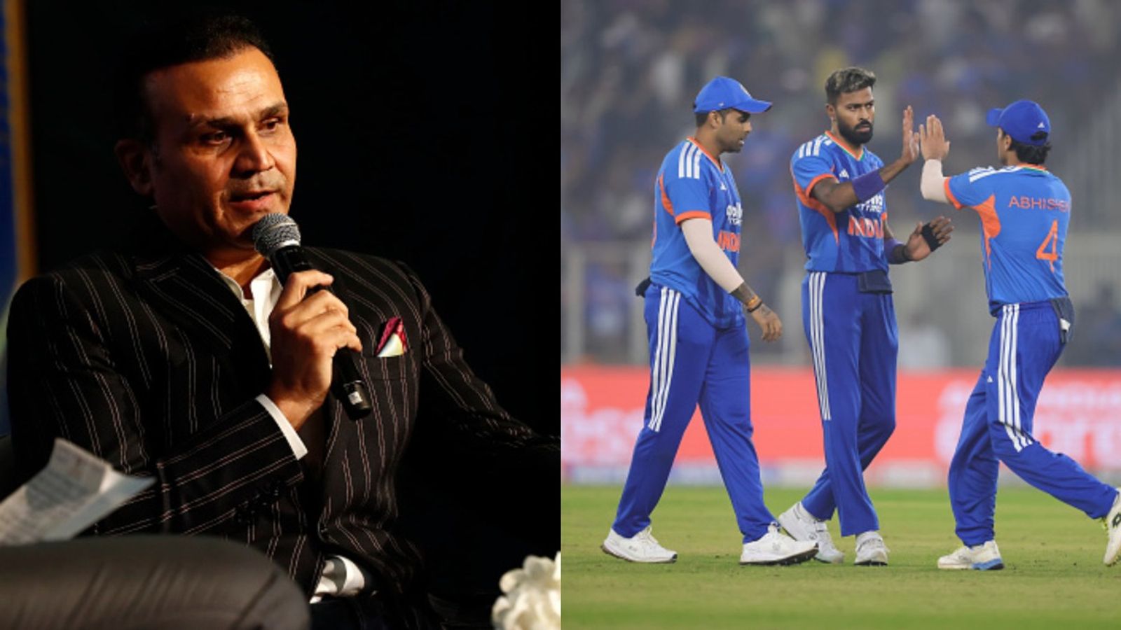 Virender Sehwag compares Suryakumar Yadav-led India’s T20 World Cup 2026 team with MS Dhoni’s 2007 champions Virender Sehwag along with Suryakumar Yadav, Abhishek Sharma and Hardik Pandya (Getty)