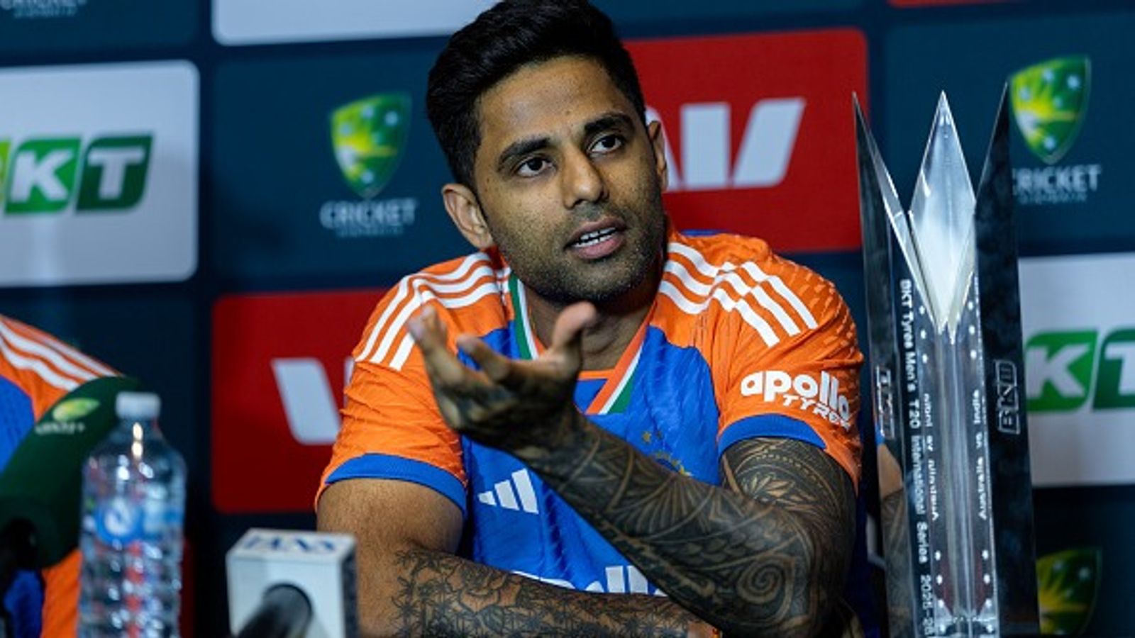 Suryakumar Yadav breaks silence on Pakistan's T20 World Cup 2026 boycott calls against India Captain of India Suryakumar Yadav during the press conference (getty)