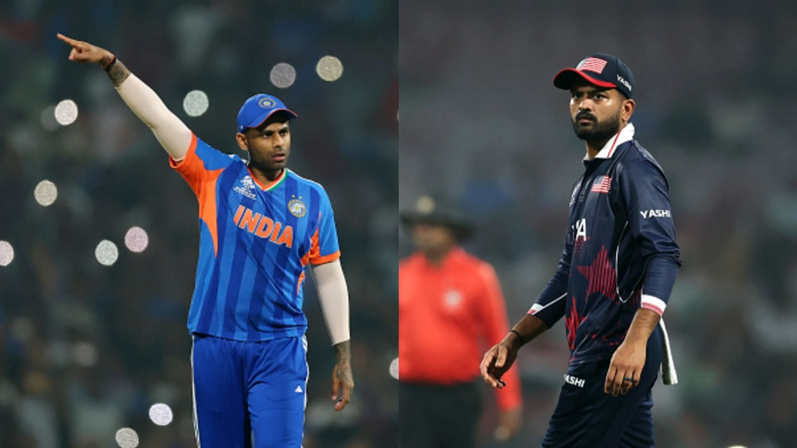 T20 World Cup 2026: USA put Bumrah-less India to bat first, know playing XIs here India's Suryakumar Yadav (L) and USA skipper Monank Patel in frame. (Getty)