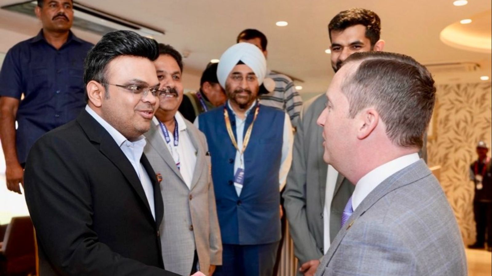 US Ambassador Sergio Gor meets ICC chairman Jay Shah during India vs USA T20 World Cup clash US Ambassador Sergio Gor meetin ICC chairman Jay Shah ( Sergio Gor X)