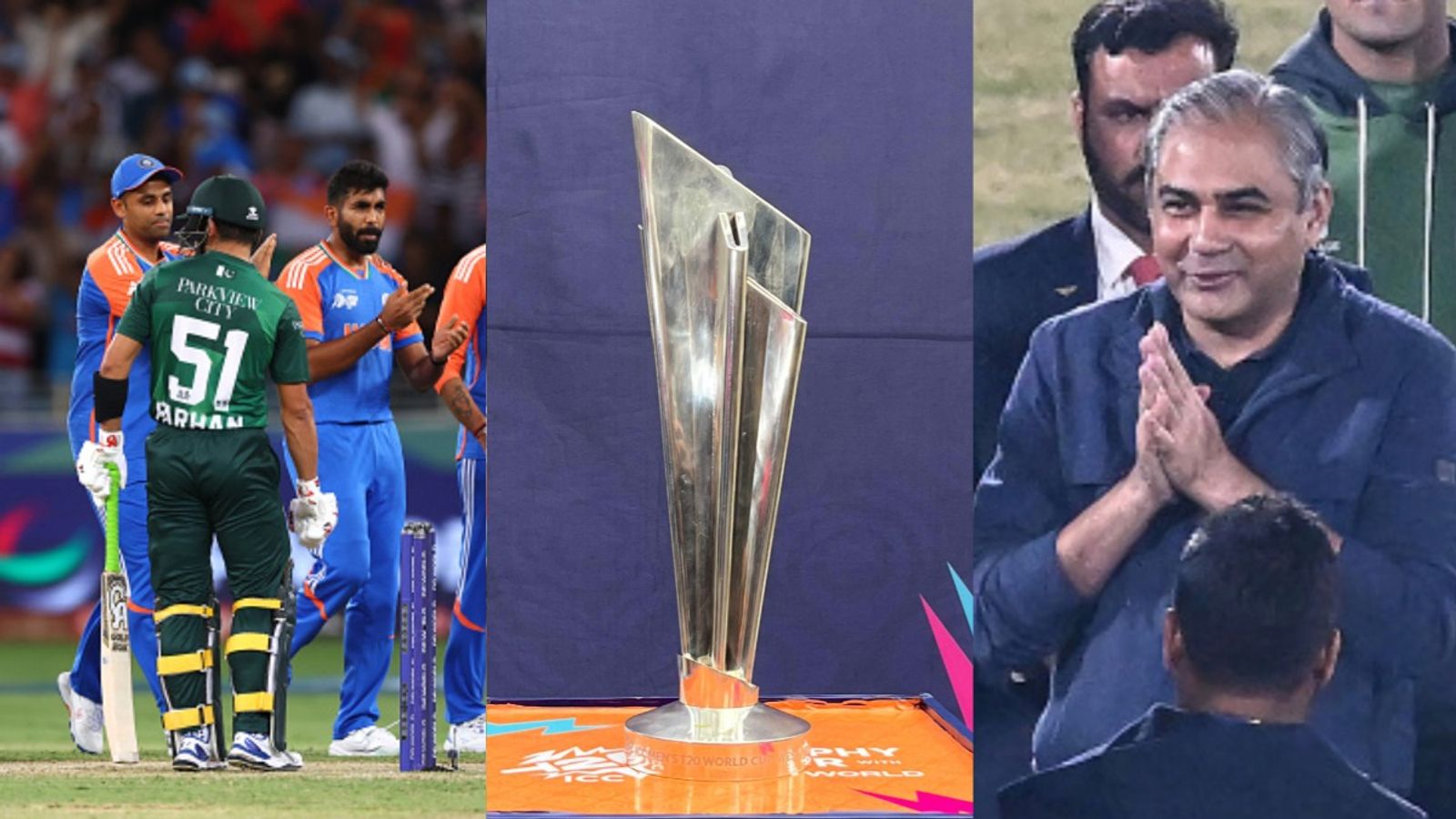 Suspense ends over India vs Pakistan T20 World Cup clash as Pakistan government issues official statement India vs Pakistan along with T20 World Cup and Mohsin Naqvi (Getty)