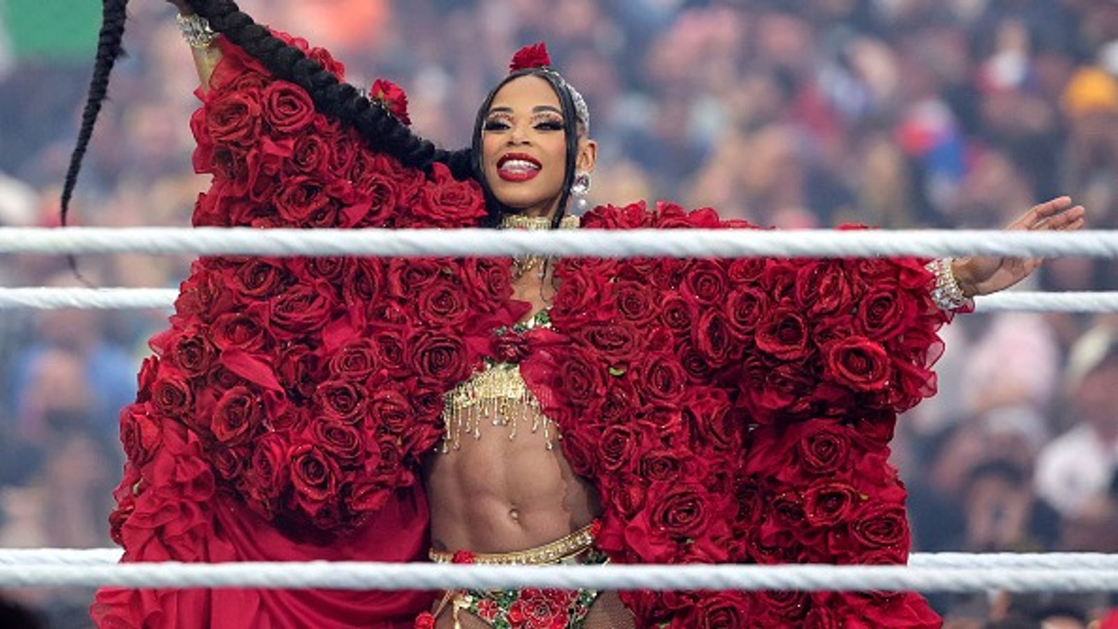 Former WWE World Champion coming back for WrestleMania 42, her name is... Bianca Belair in the frame.