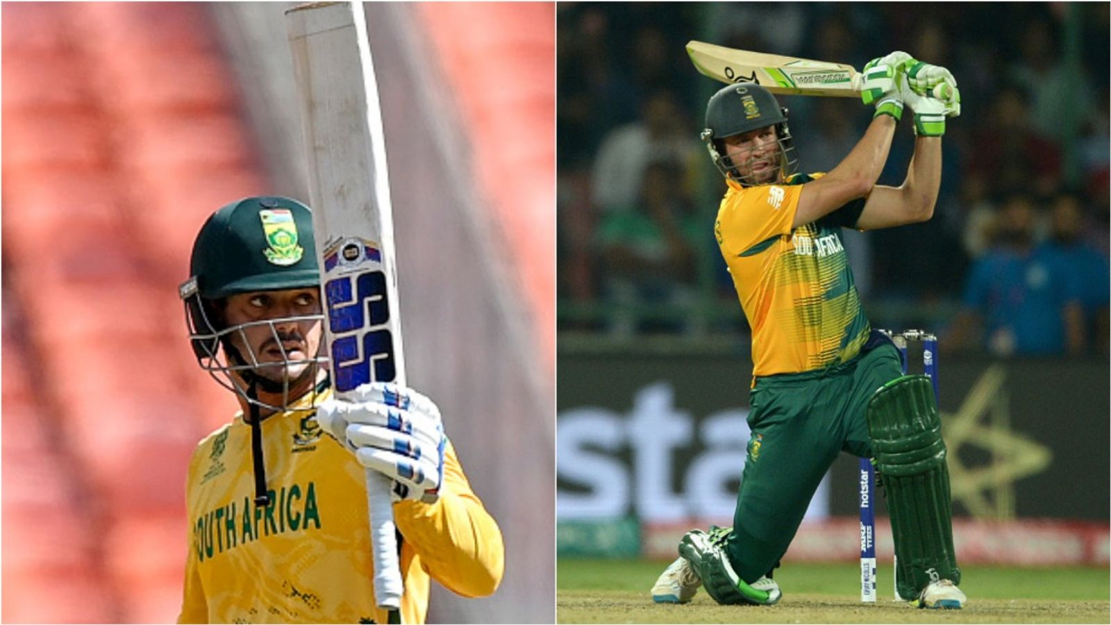 Quinton de Kock breaks AB de Villiers' T20 World Cup record with half-century vs Afghanistan South Africa's Quinton de Kock celebrates his fifty against Afghanista in T20 World Cup 2026; AB de Villiers plays a shot.