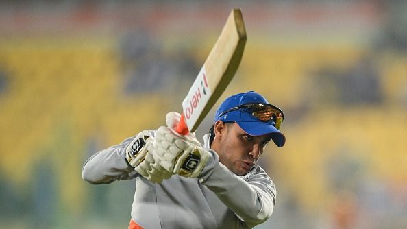 India's Abhishek Sharma bats as he warms up before the start of the third Twenty20 international cricket match