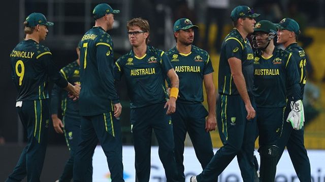 T20 World Cup: Adam Zampa-Nathan Ellis run riot as Australia open campaign with 67-run win over Ireland Australia's Adam Zampa (C) celebrates with his teammates in this frame. (Getty)