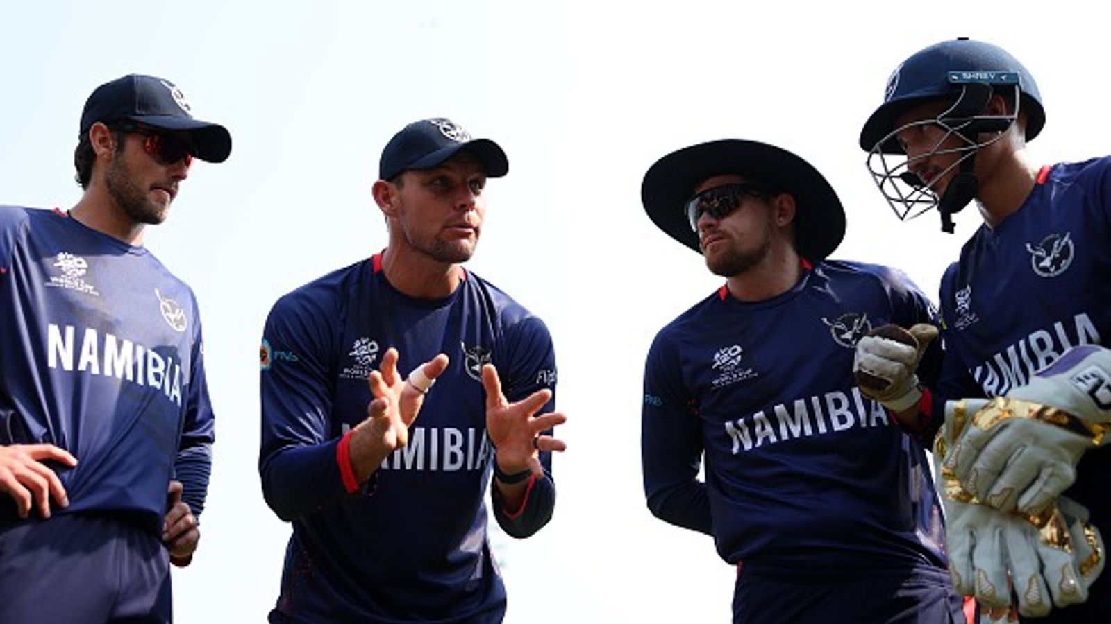 Namibia captain sparks debate with 'Night Training' allegation ahead of T20 World Cup clash against India Namibia captain Gerhard Erasmus speaks to his side in the huddle in this frame. (Getty)