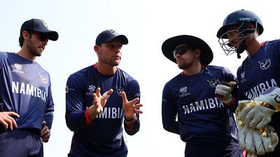 Namibia captain sparks debate with 'Night Training' allegation ahead of T20 World Cup clash against India Namibia captain Gerhard Erasmus speaks to his side in the huddle in this frame. (Getty)