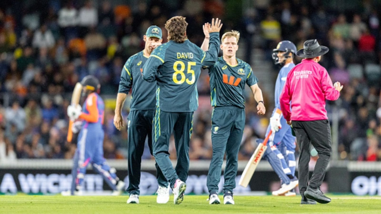 Will Tim David play in Australia's clash vs Zimbabwe? Nathan Ellis hopeful but 'not sure' Nathan Ellis of Australia is congratulated. by Tim David after he picked up the wicket of Abhishek Sharma of India during the first T20I of the series at Manuka Oval on October 29, 2025 in Canberra, Australia.