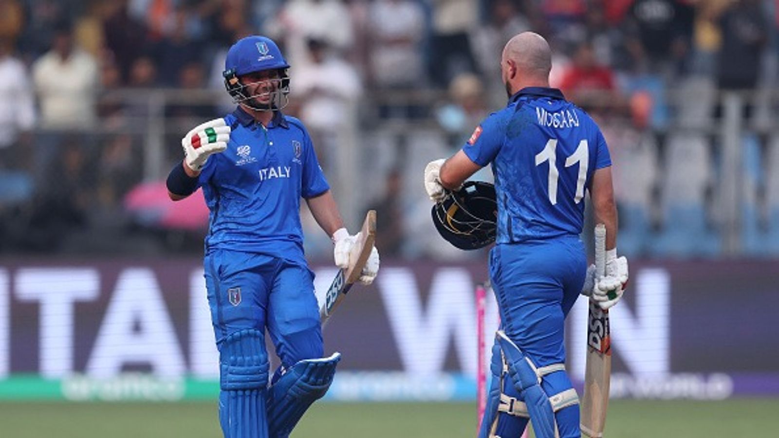 T20 World Cup 2026: Justin Mosca, Anthony Mosca create history becoming first sibling pair to reach this milestone Anthony and Justin Mosca of Italy celebrate winning the ICC Men's T20 World Cup India & Sri Lanka 2026 match between Nepal and Italy at Wankhede Stadium (Getty)