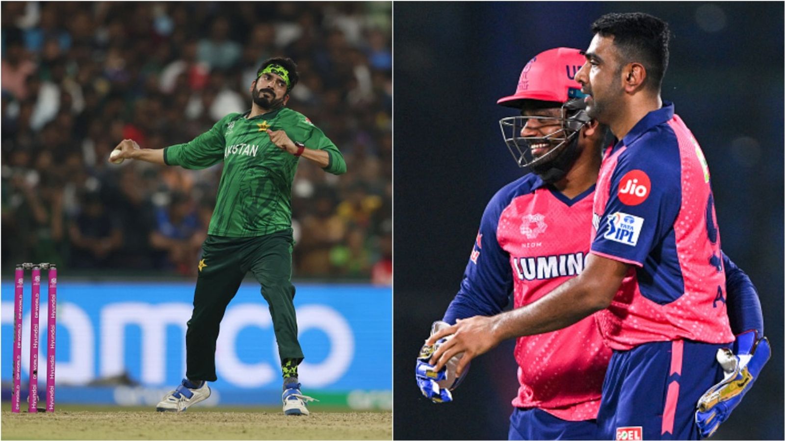 R Ashwin wants Indian big-hitters to play mind games with Usman Tariq, says 'The batter can...' Pakistan's Usman Tariq bowls against Namibia in T20 World Cup 2026: R Ashwin celebrates a wicket with Sanju Samson in IPL 2024.