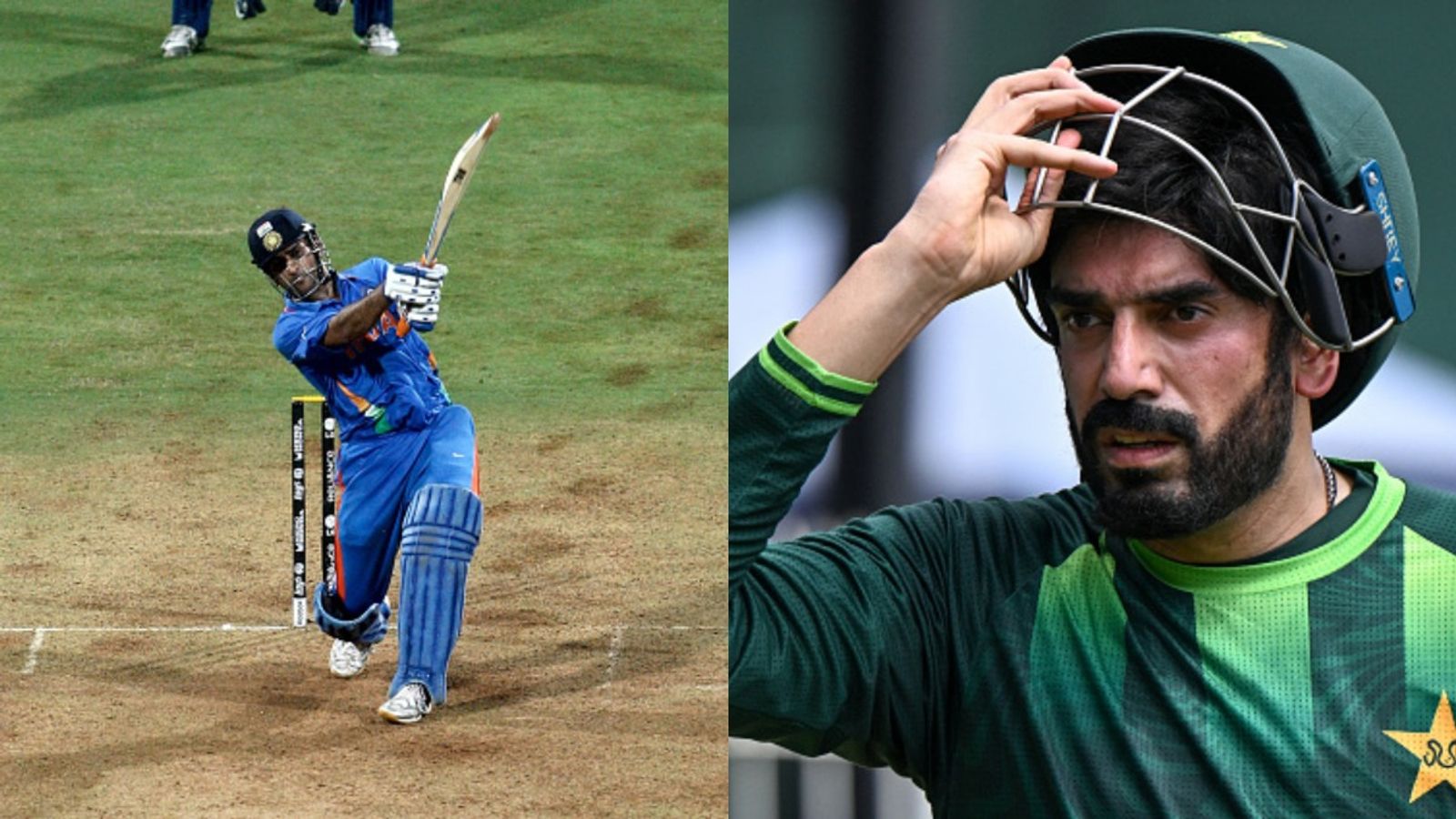 IND vs PAK: Usman Tariq reveals how MS Dhoni inspired him leave his salesman job and pursue cricket MS Dhoni hitting World Cup winning six and Usman Tariq in net sessions (Getty)