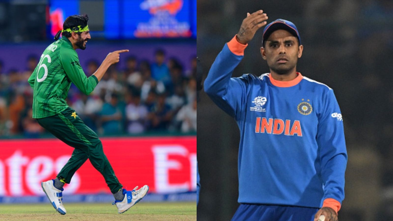 Suryakumar Yadav shrugs off 'out of syllabus' Usman Tariq hype ahead of IND vs PAK T20 World Cup game Pakistan's Usman Tariq (L) and India's Suryakumar Yadav in frame. (Getty)