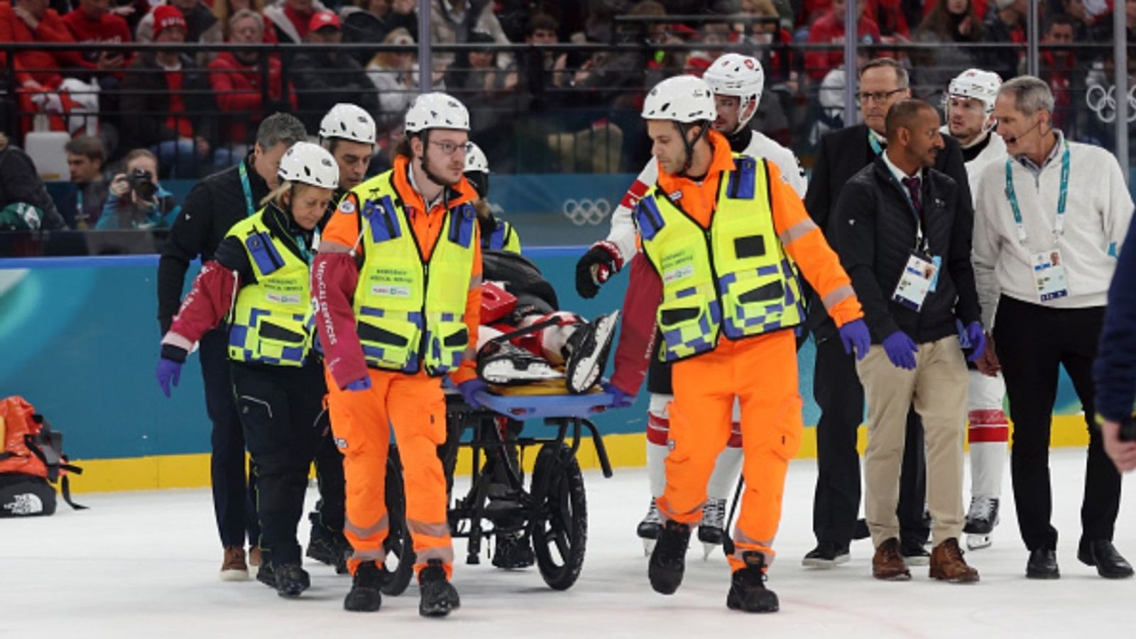 Heartbreak for Switzerland as key athlete sidelined for rest of Milano Cortina 2026 Switzerland hockey star was stretchered off after injury (via Getty)