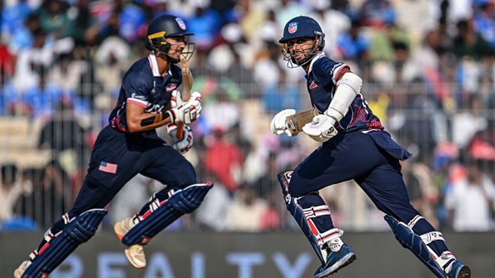 T20 World Cup: Sanjay, Monank combine to knock out Namibia with USA's emphatic 31-run triumph USA's Milind Kumar (R) and Sanjay Krishnamurthi in this frame. (Getty)