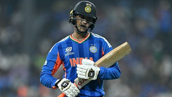 India's Abhishek Sharma returns to the pavilion after recording a duck in the T20 World Cup clash against Pakistan. (Getty)