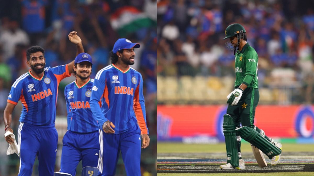 L-R: India's Jasprit Bumrah, Ishan Kishan, Tilak Varma and Pakistan's Saim Ayub in frame. (Getty) L-R: India's Jasprit Bumrah, Ishan Kishan, Tilak Varma and Pakistan's Saim Ayub in frame. (Getty)