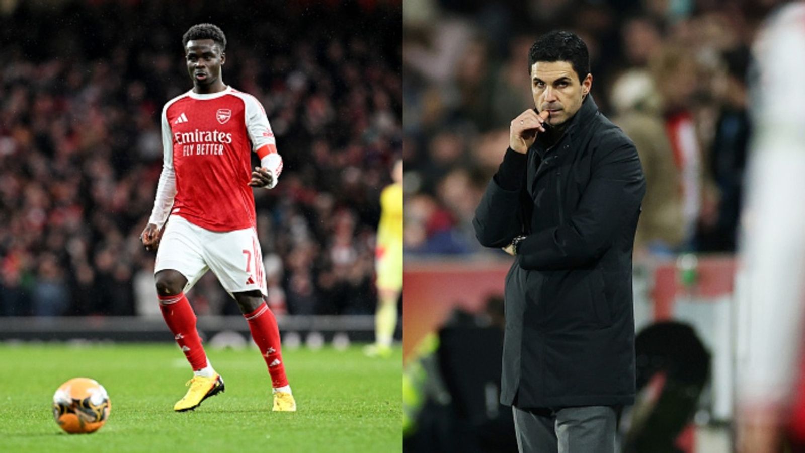 What's next for Bukayo Saka? Mikel Arteta reveals the new role for English star Bukayo Saka and Mikel Arteta in the frame (via Getty)