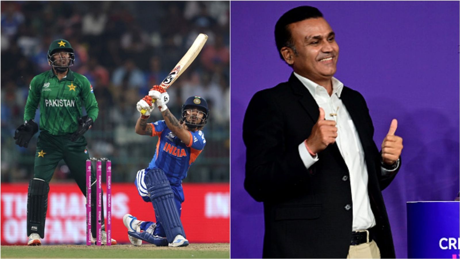 Virender Sehwag calls Ishan Kishan 'real Dhurandhar', trolls 'minnows' Pakistan for 17th century approach India's Ishan Kishan plays a shot as Pakistan's Usman Khan looks on; Former India opener Virender Sehwag.